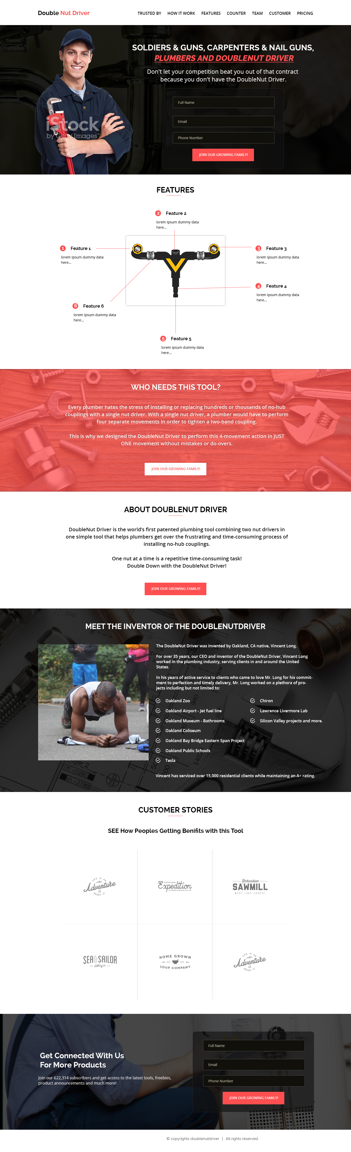 Plumber tool landing page