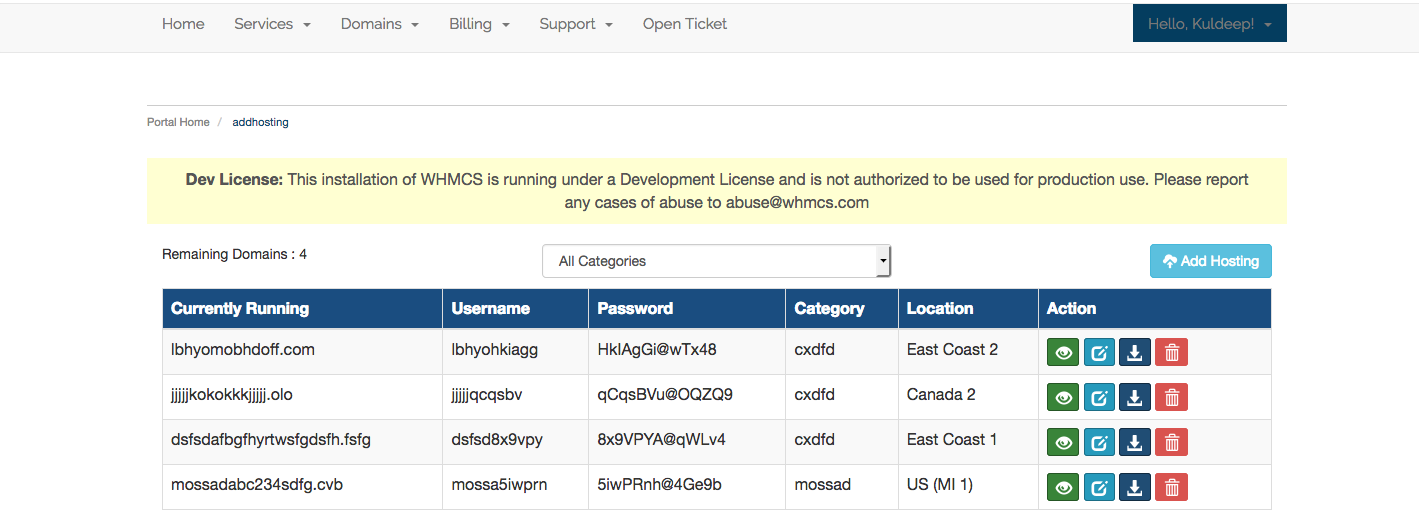 Multiple cpanel module in whmcs
