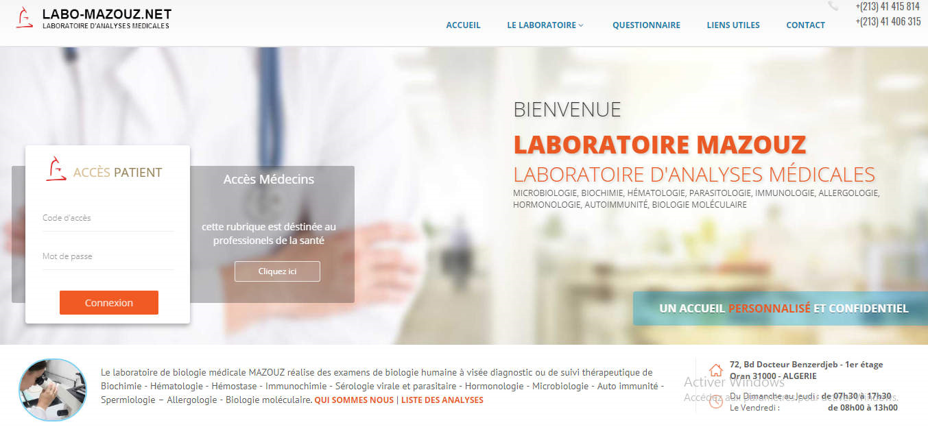 medical laboratory dynamic website + web application