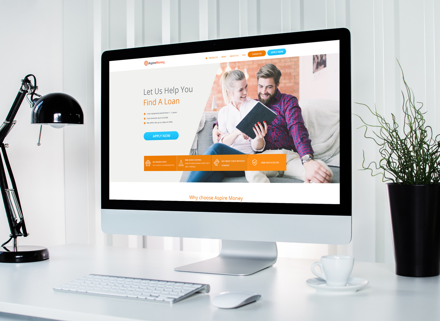 Home page for 'Aspire Money' - UK Loan company