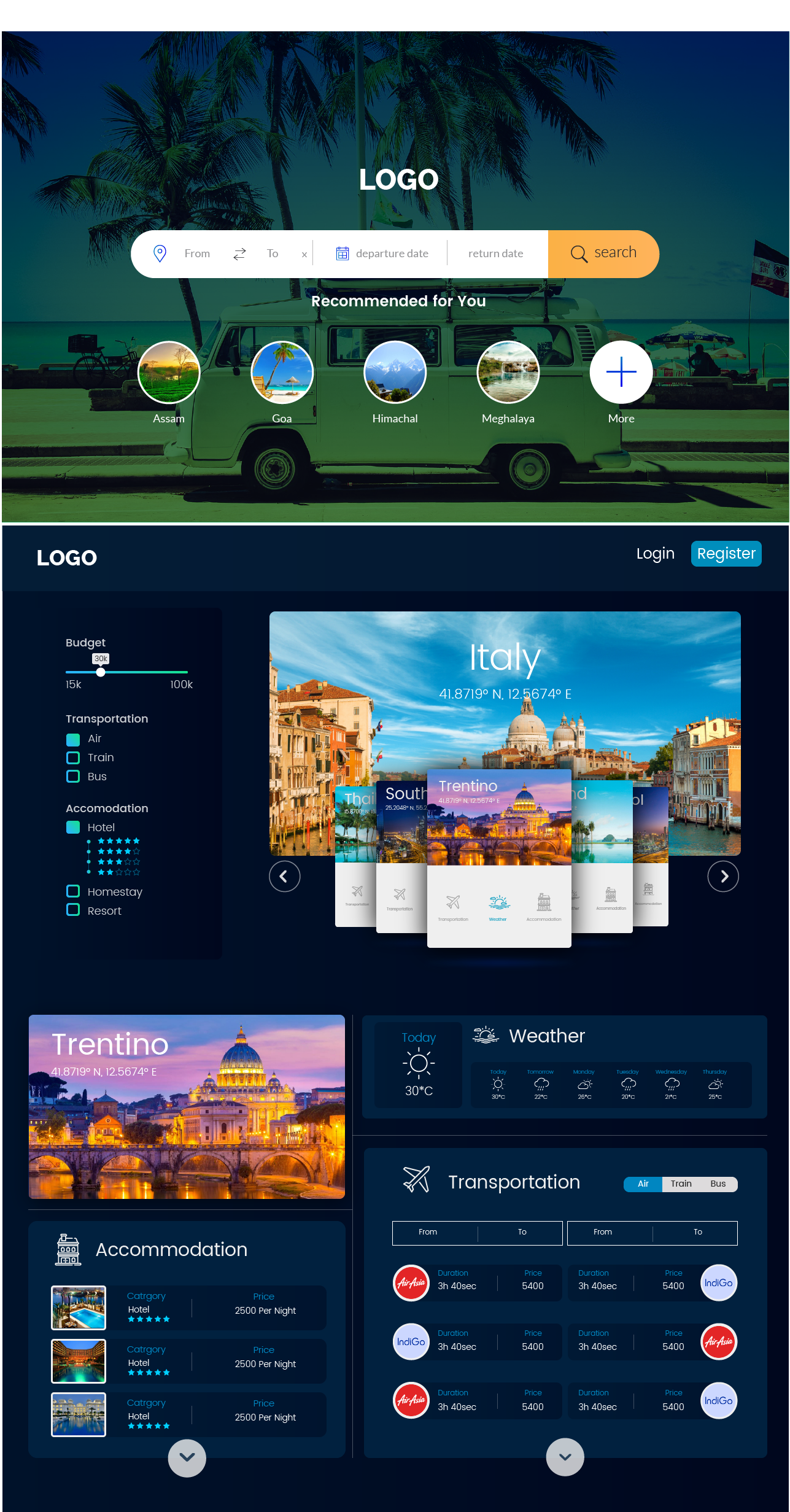 Travelling website concept/ UI design